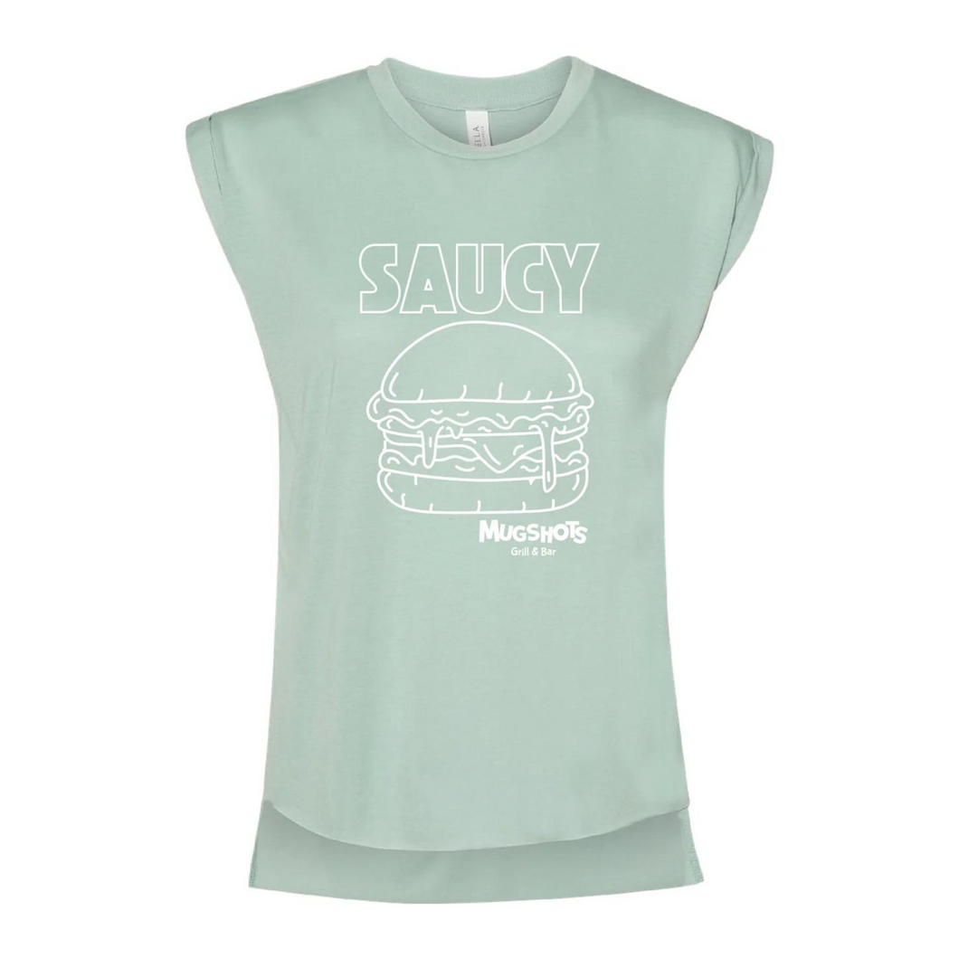 Saucy Burger Flowy Top - Dusty Blue